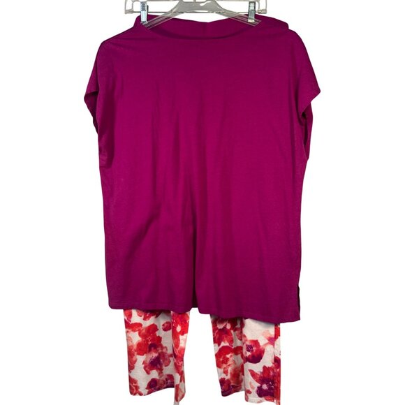 Cacique Women’s Pajama Set Fuchsia & Floral 18/20 Cotton Blend Relax Fit Good - Picture 3 of 8